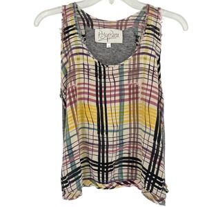 Rory Beca Plaid Silk Tank Top Women's Small Layered Distressed Lightweight Boho